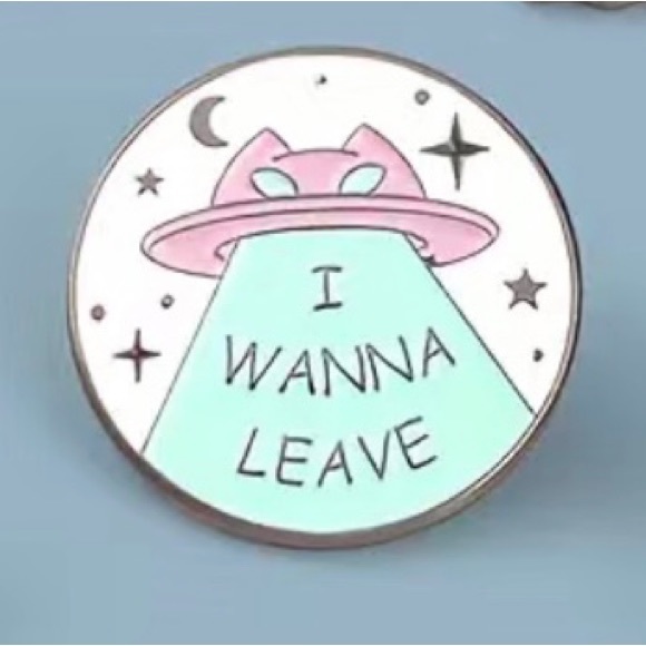I Wanna Leave x Mental Health Matters colorful enamel cartoon pin lapel brooch - Picture 6 of 11